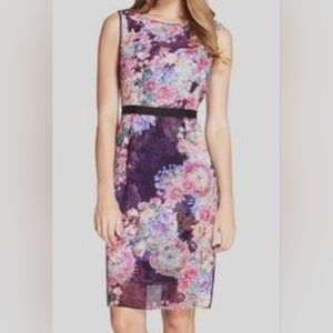 Adrianna Papell Purple Floral Midi Dress NWOT